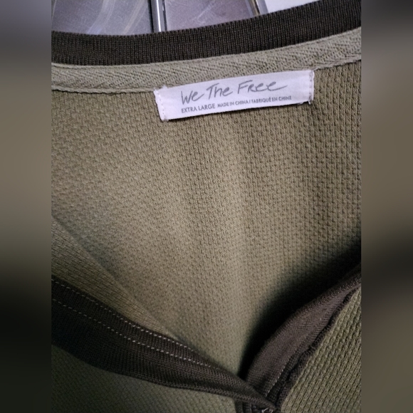 Free People MIKAH Layering Cuff Army combo long sleeve Green Top - Picture 3 of 4